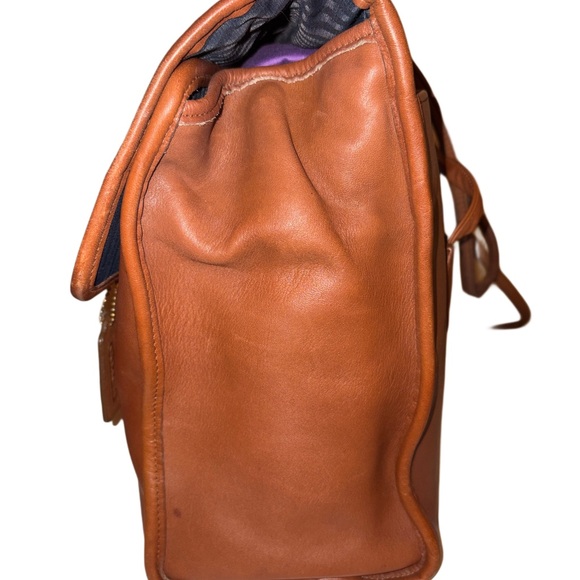 Coach Vintage 1996 Flap Shopper British Tan Leather Shoulder Bag USA - Picture 3 of 14